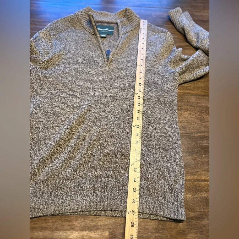 Eddie Bauer Men’s Brown Knit 1/4 Zip Pullover Sweater SZ M Mock Neck Preppy Fall
